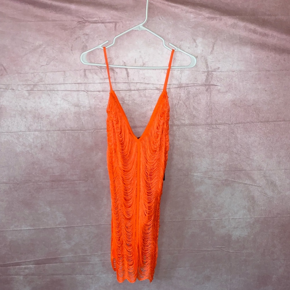 Vibrant orange fringe dress